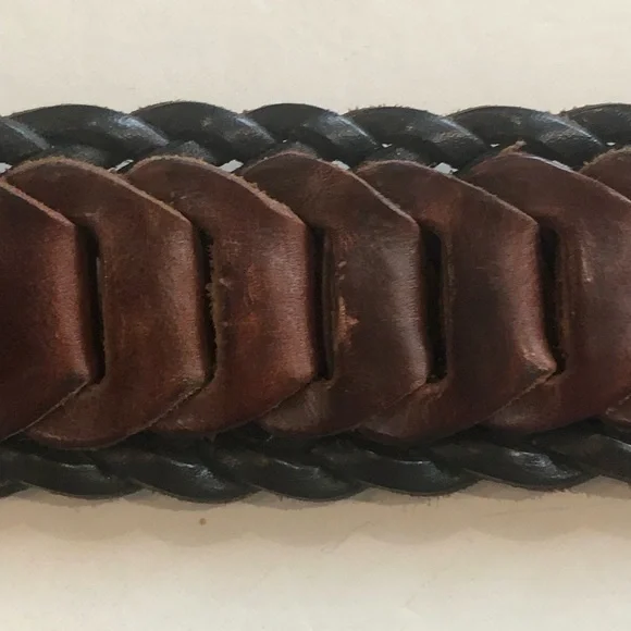 Leather belt. Brown and black. Woven braided western cowboy Size M - Picture 7 of 10